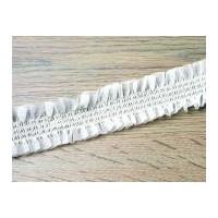 40mm Elasticated Ruffle Couture Bridal Lace Trimming Ivory