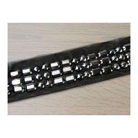 40mm Large Jewelled Couture Trimming Black/Pewter