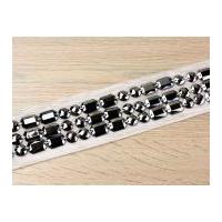 40mm Large Jewelled Couture Trimming Ivory/Pewter