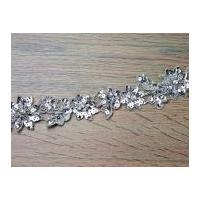 40mm Crystal Edging Couture Bridal Lace Trimming Silver
