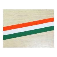 40mm Tri Colour Stripe Print Ribbon Green, White & Orange