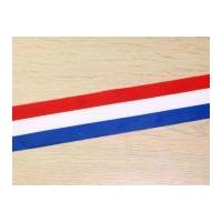 40mm Tri Colour Stripe Print Ribbon Red, White & Blue