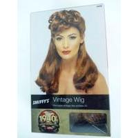 40s Vintage Wig, Auburn, Long With Top Curls