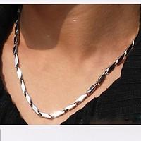 4.0mm55cm European Rhombus Titanium Steel Chain Necklace(Silver) (1 Pc) Jewelry Christmas Gifts