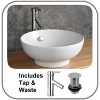 41cm Circular Puglia Round Counter Mounted Basin Tap and Waste Set
