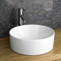 41cm Round White Ceramic Milano Washbasin with Tap and Plug