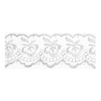 42mm Essential Trimmings Embroidered Lace Trimming White