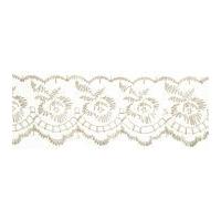 42mm Essential Trimmings Embroidered Lace Trimming Cream