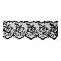 42mm Essential Trimmings Embroidered Lace Trimming Black