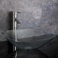 42cm Clear Glass Padova Square Counter Mount Hand Basin