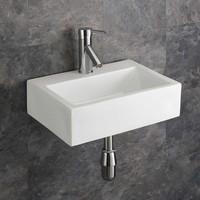 43cm x 32.5cm Wall Mounted Barletta Ceramic Rectangular Sink