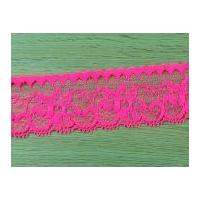 43mm Nylon Lace Trimming Fluorescent Pink