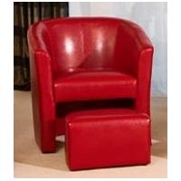 441122PU Red Faux Leather Tub Chair