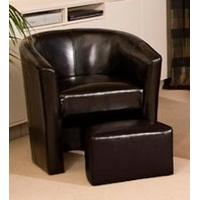 441122PU Black Faux Leather Tub Chair