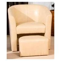 441122PU Cream Faux Leather Tub Chair