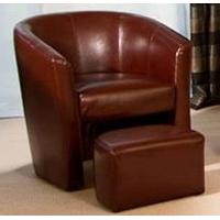 441122PU Brown Faux Leather Tub Chair