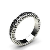 4.40mm Channel Setting Full Eternity Black Diamond Ring