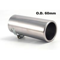 45cm - 55mm Silver Round Stainless Steel Exhaust Tip