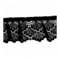 45mm Frilled Gathered Nylon Lace Trimming Black