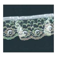 45mm Frilled Gathered Nylon Lace Trimming White Iridescent