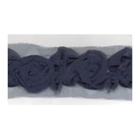 45mm essential trimmings chiffon 3d rose trimming navy blue