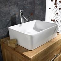 45cm Wide Rectangular Trieste White Sink with Tap and Pop Up Plug