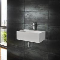 45cm x 30 cm Wall Mounted Pure White Kiva Solid Surface Rectangular Sink