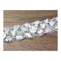 45mm Laser Cut Beaded Flowers Couture Bridal Lace Trimming Ivory