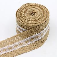 45m 2 5 cm natural jute burlap hessian ribbon with lace trims tape rus ...
