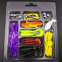 45pcsset mix soft luregig head hook fishing lure fishing bait 35soft b ...