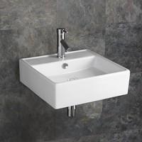 46.5cm by 46.5cm Napoli Square Wall Mounted Ceramic Sink