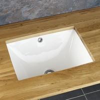 46.5cm x 33cm Valongo Rectangular Undercounter White Ceramic Bathroom Sink