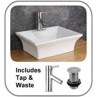 48cm by 384cm rectangular catania counter top sink with mixer tap and  ...