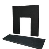 48 Inch x 15 Inch Curved Black Granite Hearth And Back Panel Set