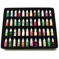 48pcs/set Roe Sauce Glitter Powder Glass Beads Sequins Nail Flash Powder Laser Sheet 48 Color Set