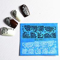 48 Pcs/set Water Solid 3D Cartoon Black and White Lace Watermark Hollow Lace Nail Decals