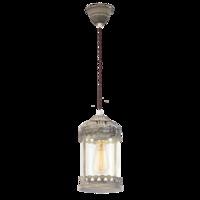 49203 Vintage Patina Brown Glass Hanging Lantern