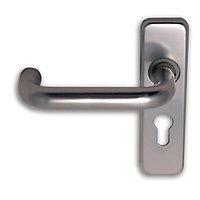 4FireDoors Roundbar Euro Profile Lock Lever Satin Anodised Aluminium 19mm