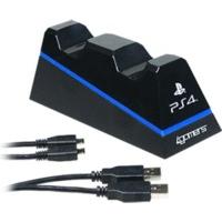 4Gamers PS4 Twin Play \'n\' Charge Cables with Desktop Stand (black)