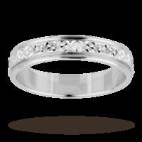 4mm Ladies diamond cut wedding band in 18 carat white gold - Ring Size G
