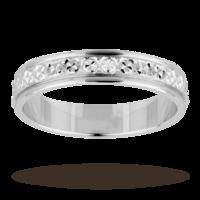 4mm Ladies diamond cut wedding band in 18 carat white gold