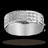 4mm ladies three row diamond cut ring in 9 carat white gold - Ring Size L