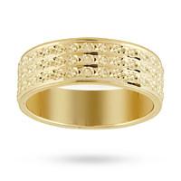 4mm ladies three row sparkling cut ring in 9 carat yellow gold - Ring Size L