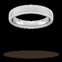 4mm Slight Court Extra Heavy centre groove with chamfered edge Wedding Ring in 9 Carat White Gold - Ring Size P