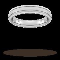 4mm Slight Court Extra Heavy matt finish with double grooves Wedding Ring in 950 Palladium - Ring Size V