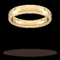 4mm Slight Court Extra Heavy polished finish with grooves Wedding Ring in 18 Carat Yellow Gold - Ring Size U