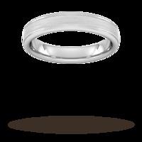 4mm Traditional Court Heavy Matt Centre With Grooves Wedding Ring In 950 Palladium