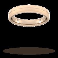 4mm D Shape Standard centre groove with chamfered edge Wedding Ring in 18 Carat Rose Gold