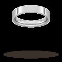 4mm Flat Court Heavy Wedding Ring in 9 Carat White Gold- Ring Size R