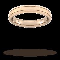 4mm Slight Court Extra Heavy matt finish with double grooves Wedding Ring in 18 Carat Rose Gold - Ring Size P